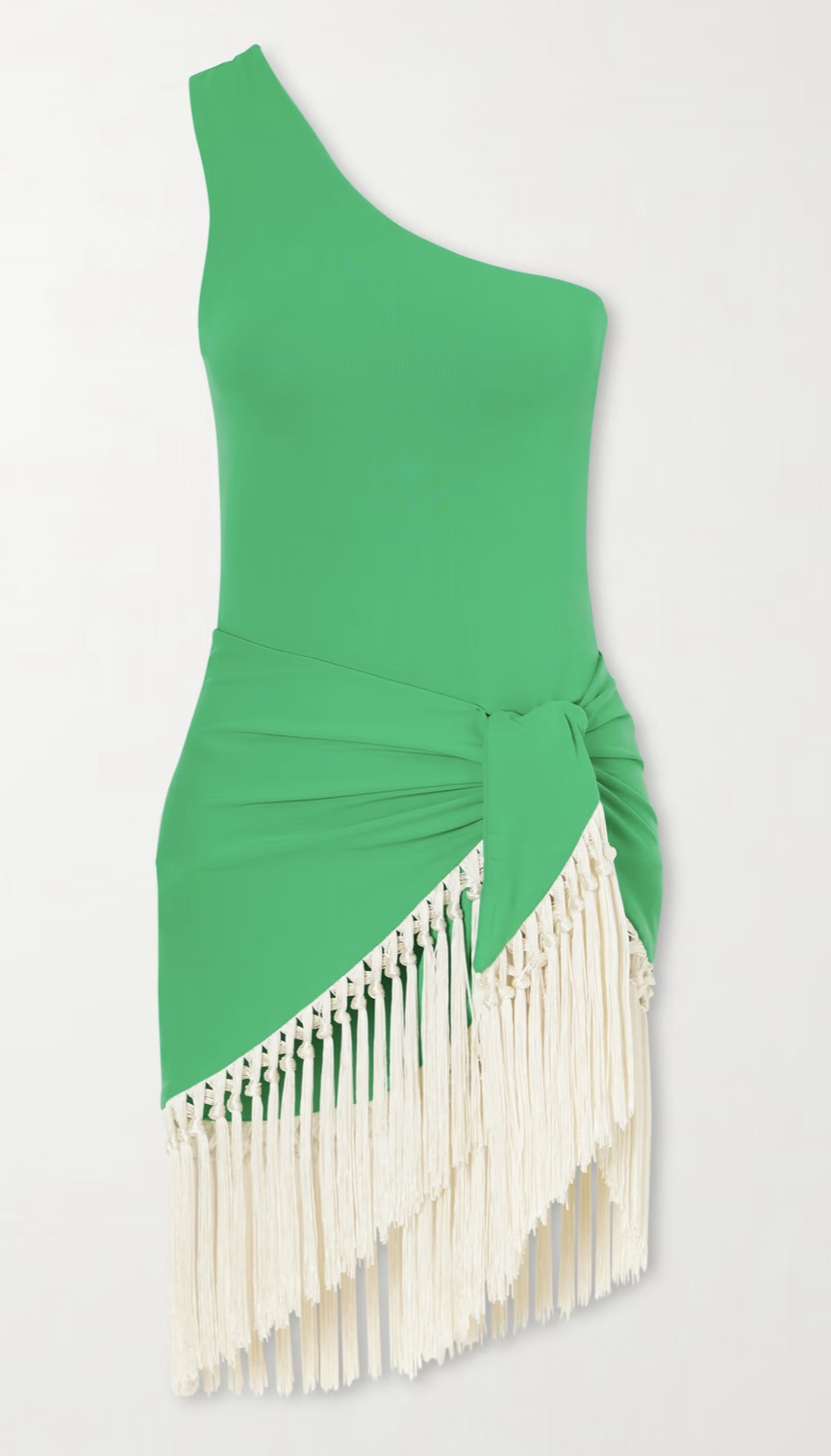 Yacare swimsuit and fringed pareo set